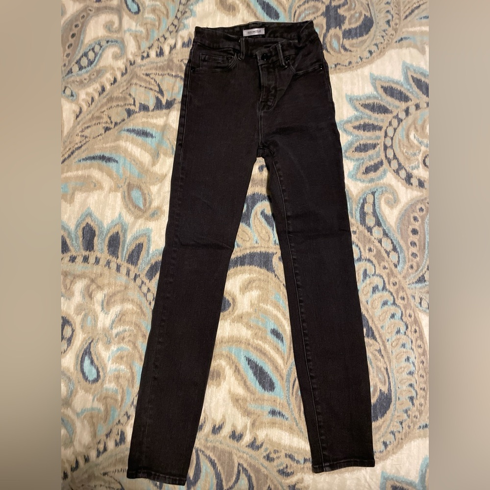 Good American Washed Black Good Waist High Waisted Skinny Jeans